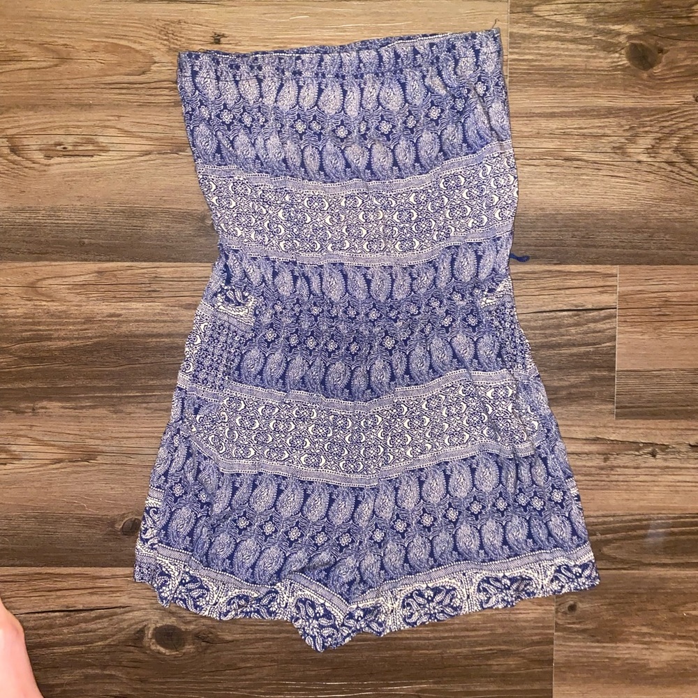 Strapless Romper purple with Aztec design